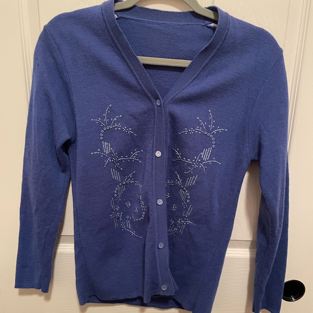 Blue Women's Sweater with Embellishments